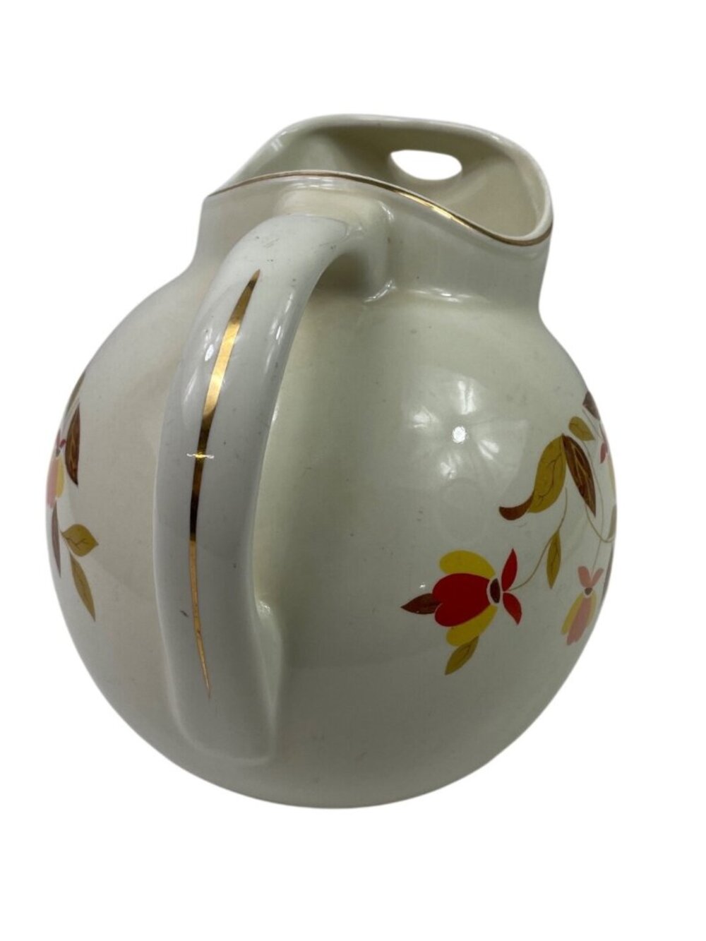Vintage 1950 Hall’s Superior JEWEL TEA Autumn Leaf BALL JUG PITCHER 7.5” tall - Picture 4 of 12